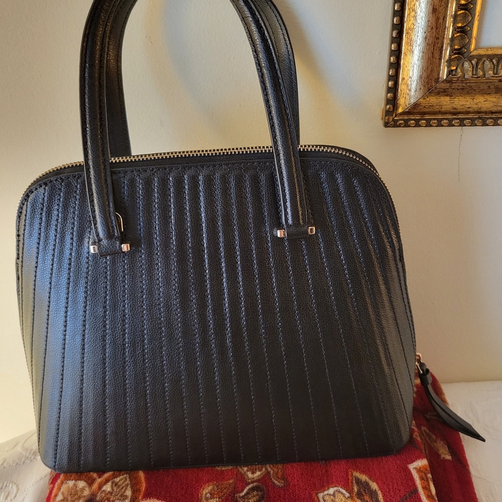 Kate Spade Patterson Drive Quilted Dome Satchel In Black. With Crossbody. - Picture 3 of 7